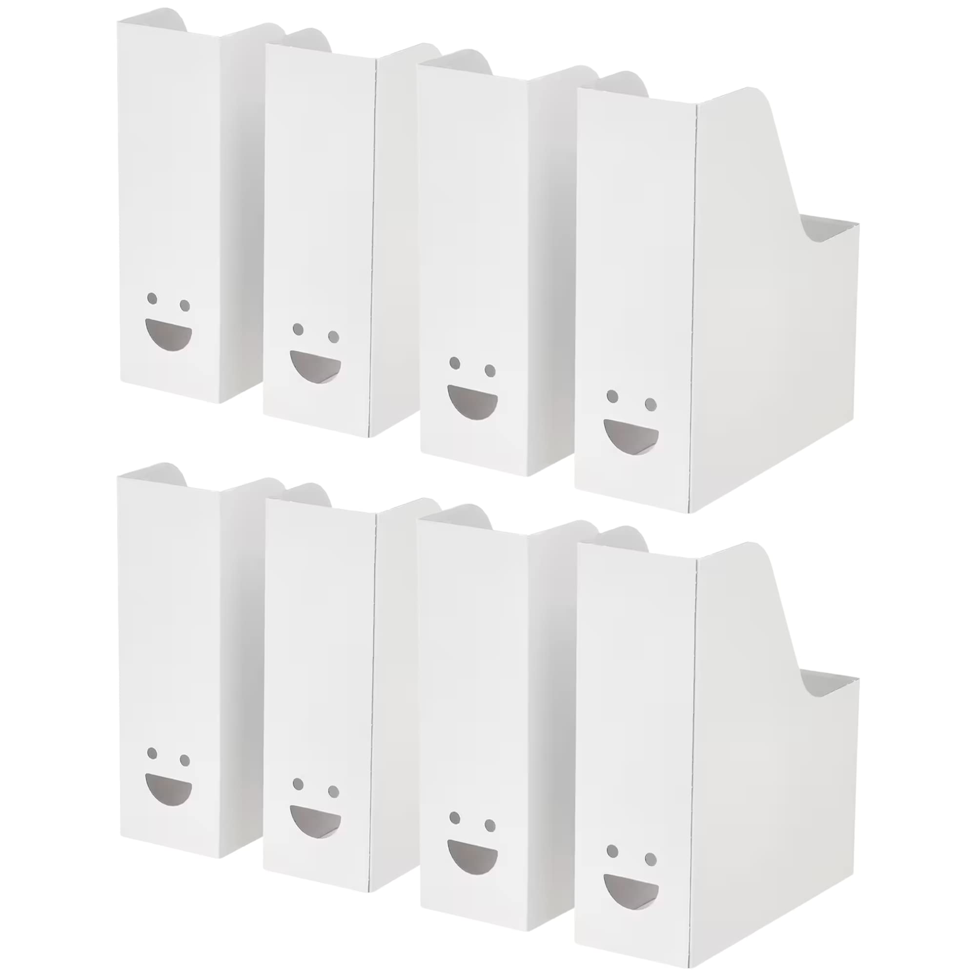 home stuff Fluns A4 Magazine File Storage Document Organizer Paper Book, Cardboard Magazine File Holder Rack Display, Binder Newspaper Holder, White (Set of 8)