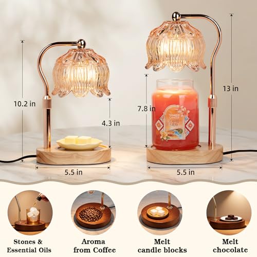 Funistree Candle Warmer Lamp for Yankee Jar Candles, Height Adjustable Candle Warming Lamp with Timer, Birthday Gifts for Women Her Wife, Mom Gifts, House Warming Gift New Home Decor - Image 3