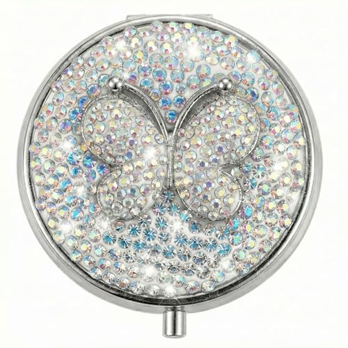 Image of Medicine Organizer Box Butterfly Pocket Pharmacy Bling Travel Pill Case Box for Purse Mini Pill Holder Organizer Small Pills Container for Vitamin(Colorful)