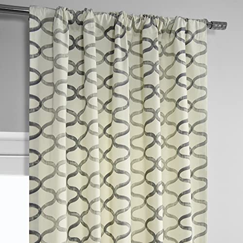 Image of HPD Half Price Drapes Modern Wavy Geometric Printed Luxury Cotton Curtains 84 Inches Long (1 Panel) Room Darkening Window Curtains for Bedroom & Living Room, 50W x 84L, Wavy Silver Grey