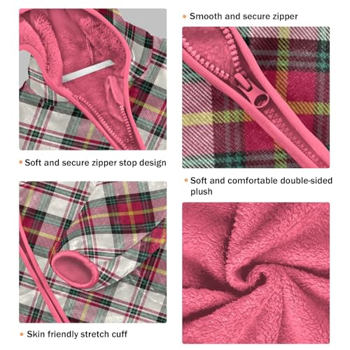 GuoChe Christmas Plaid Scotland Red Boys Hooded Fleece Jacket3