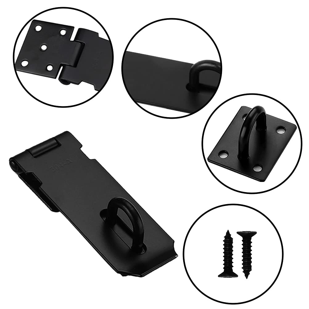 Set 2 Chiavistelli Per Porte In Acciaio Inox - 4 Pollici, Nero, Con Viti, Per Armadi E Cancelli - Foto 12