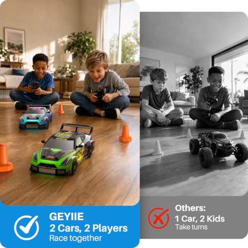 Geyiie Remote Control Cars, 2-Pack RC Cars for Boys Girls Age 8-12 | 2-Player Racing Set, Race Course Set,1:24 Scale, 4WD RC Drift Cars, Extra Grip tires, Up to 70 Minutes Per Car, Indoor Racing - image 3