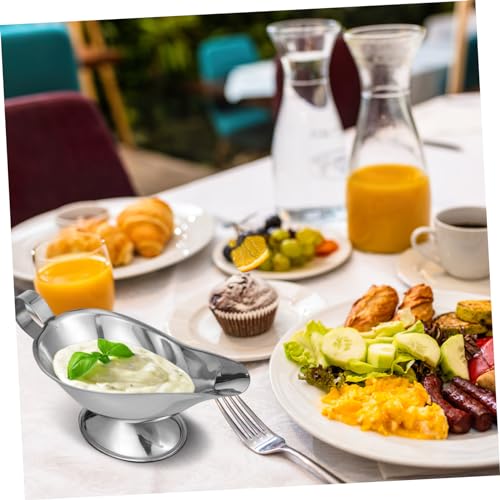 Veemoon 2 Pezzi Ciotole per Salsa Inossidabile Eleganti Gravy Boat per Salse e Condimenti Design Moderno e Feste - immagine 6