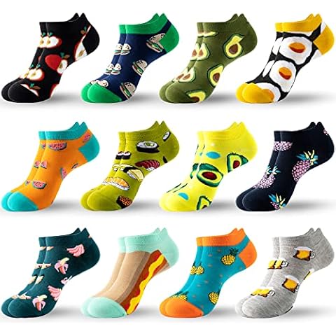 Jeasona 12 Pack Men's Colourful Trainer Socks Cover