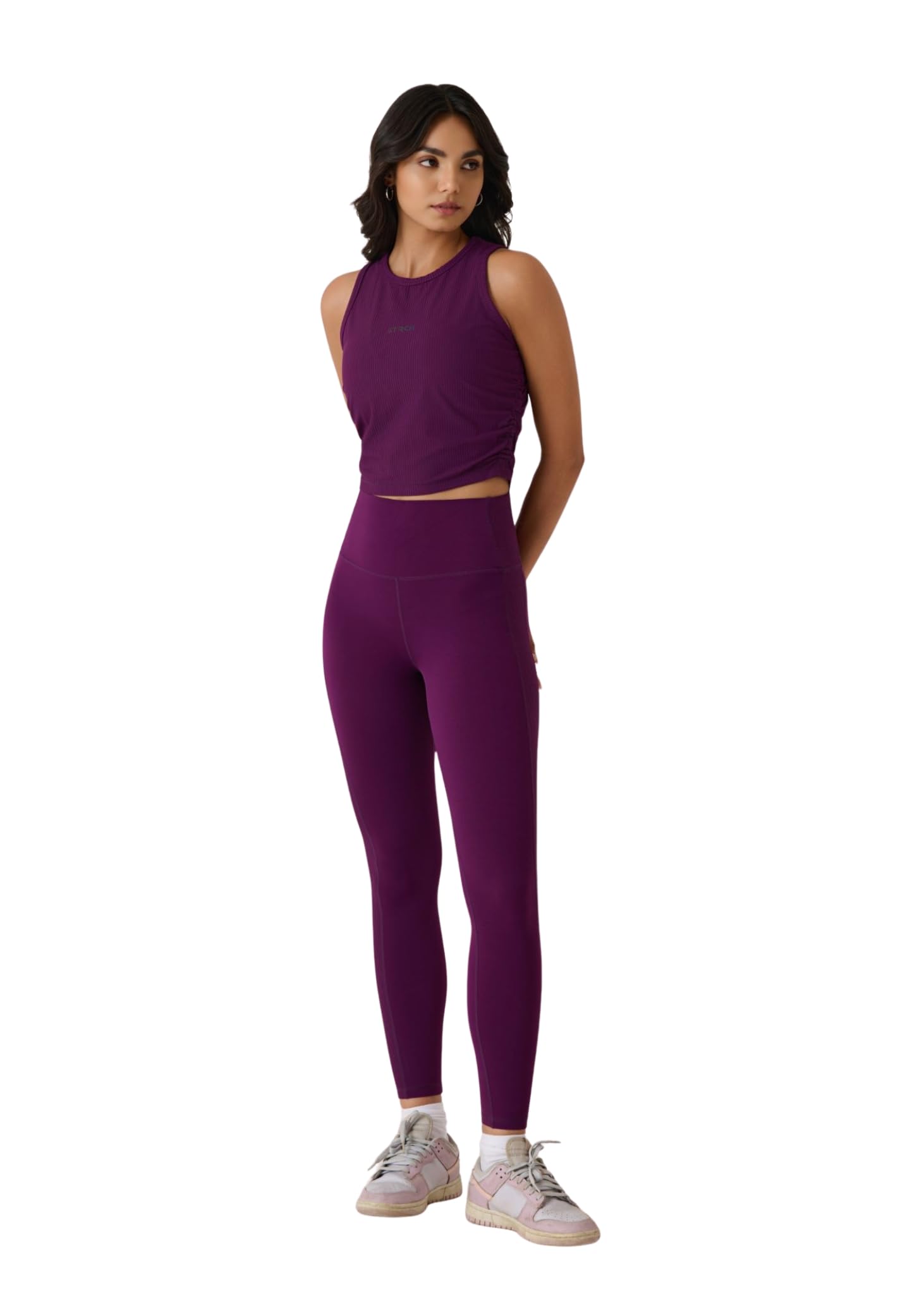 strch Women's PlayCore Ribbed Tank Top | Slim Fit Round Neck Crop Activewear | Sleeveless Stretch Gym Tank for Yoga, Running, Training & Athleisure-picture-23