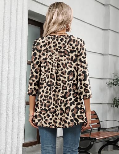 Image of Zeagoo Womens 3 /4 Length Sleeve Tops V Neck Tunic Dressy Casual Blouse