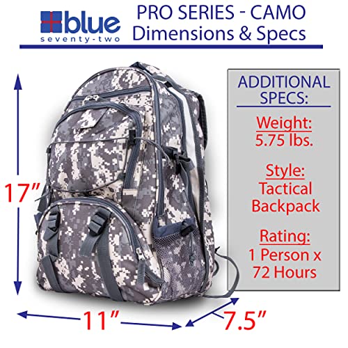 Blue Seventy-Two - Pro Series - Camo Deluxe 72 Hour Emergency Backpack Survival Kit for 1 Person | Survival Kit for Wildfires, Earthquakes, Tornado, Hurricanes, and Other Emergencies - Image 3