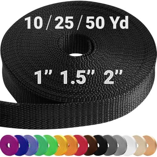 Image of TECEUM 3 /4 inch & 5 /8 inch & 1 inch & 1.5 inch & 2 inch Webbing - 10 25 50 Yards - 40+ Colors - Heavy Duty 1 Inch 1.5 Inch 2 Inch Backpack Straps - Webbing for Outdoors Indoors Crafting DIY