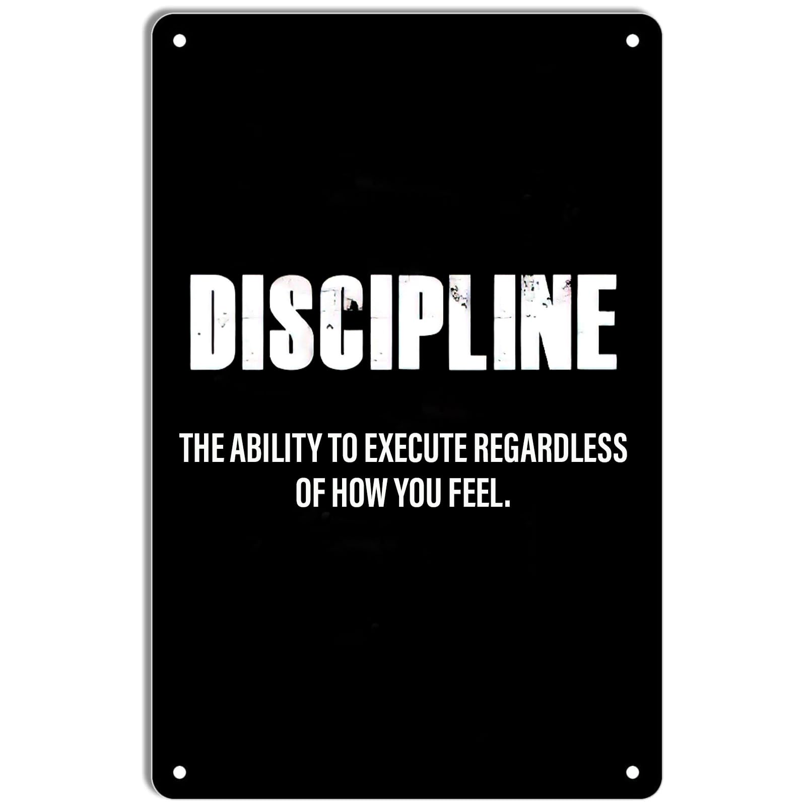 Self Discipline Inspirational Vintage Metal Sign Workplace Struggle Slogan Rustic Wall Decor for Home Cafe Garage Bar 8x12 Inch