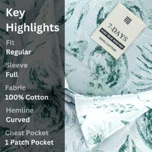 Image of 7-DAYS Men's Premium Formal Printed Shirt - 100% Cotton, Regular Fit, Full Sleeves, with Pocket - Stylish for Special Occasions.