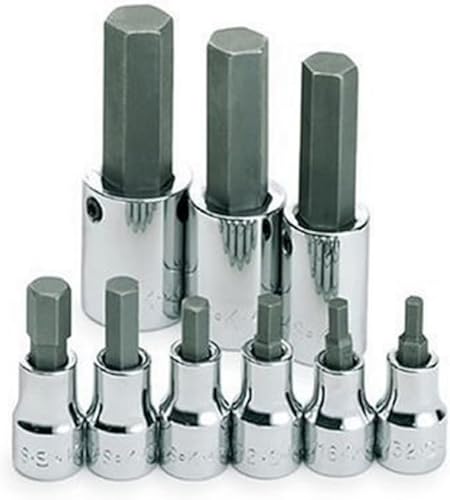 SK Tools USA 38 & 12" Drive, 9 piezas, estándar, SAE, Juego de dados hexagonales cromados 532" - 58" 19733