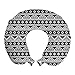 ABAKUHAUS azteco Cuscino da Viaggio, Monochrome aborigena Motivi, Accessorio in Schiuma di Memoria per Viaggio, 30 cm x 30 cm, Charcoal Grey Bianco