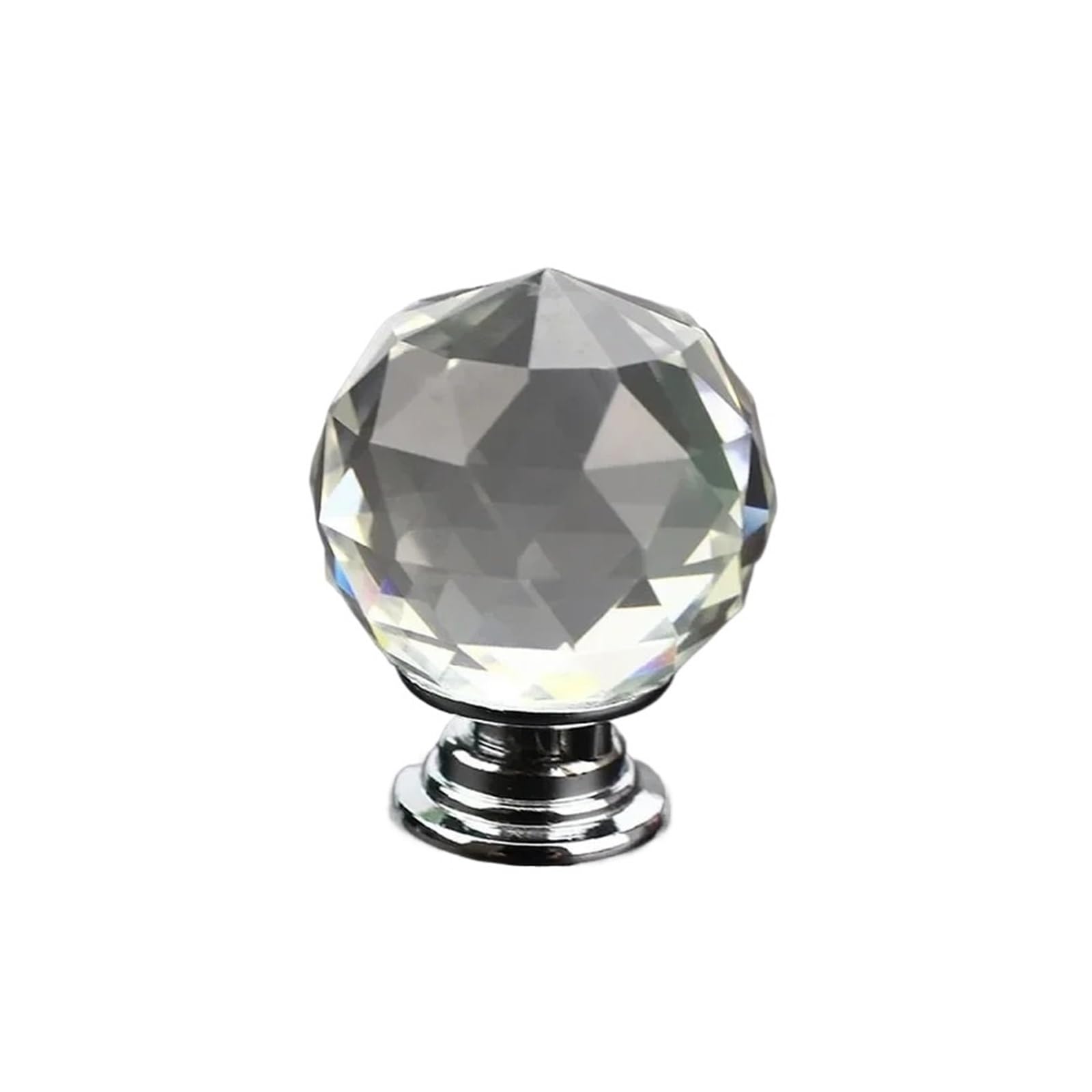 XFHtyCJ 1pcs Clear Crystal Ball Glass Cabinet Drawer Knobs(Silver Base,Dia.20mm)