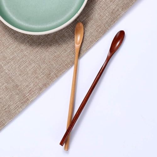 Honey Dipper Stick -Natural Wood Long Handle Spoons for Coffee, Tea Stirring Spoons -Dessert Iced Tea Cocktail Mixing Spoons for Home Kitchen -Chef Tasting Spoons
