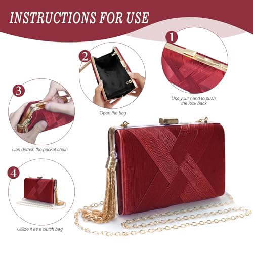 Image of 5 Pcs Clutch Purses for Women Jewelry Set Handbag with Necklace Earrings Ring Bracelet Vintage Banquet Handbag with Detachable Chain for Wedding Party Gift Supplies