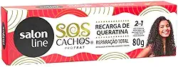 Salon Line, Recarga de Queratina, SOS Cachos, Reparação Total, Vegana - Cabelos Cacheados e Crespos, 80 g