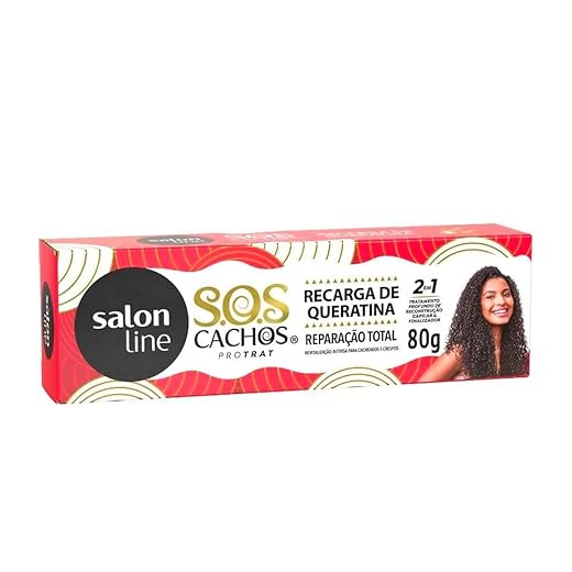 Salon Line, Recarga de Queratina, SOS Cachos, Reparação Total, Vegana - Cabelos Cacheados e Crespos, 80 g