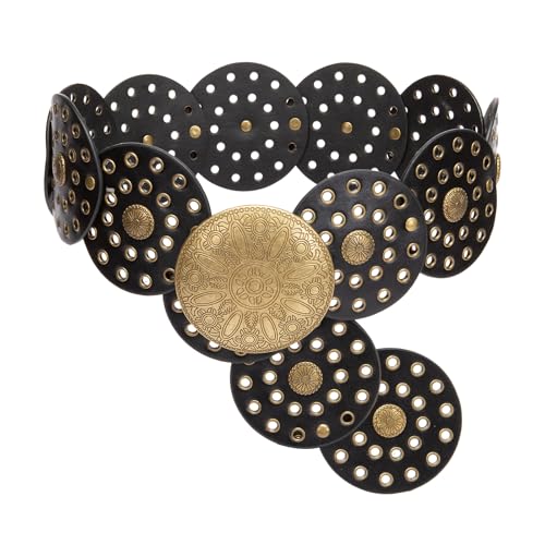 Tc&Zxf Women's Western Leather Belt Vintage Floral Embossed Cowgirl Belt with Buckle for Jeans Country Style Outfits