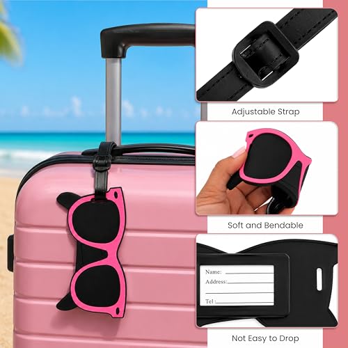 Image of Storite Pack of 2 Luggage Tags with Black Silicon Strap (Pink)