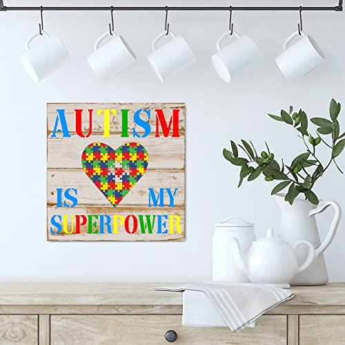 Autism Is My Superpower : panneau mural bois pour célébrer la différence