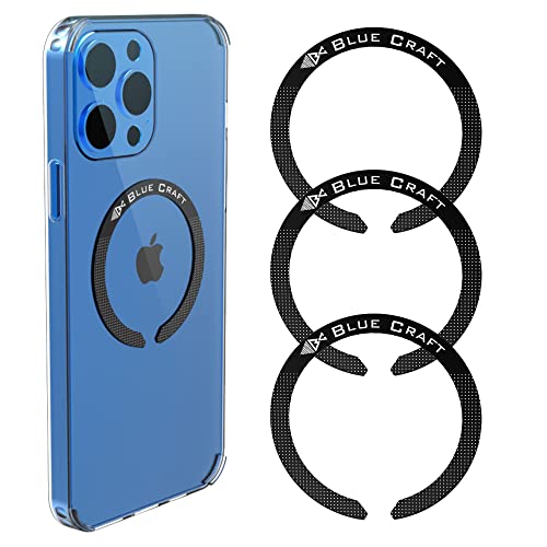 BLUECRAFT メタルリング 3枚入 MagSafe非対応ケースをMagSafe化 磁気増強 スマホケース用 メタルプレート ユニバーサルリング シール ステッカー (ブラック)