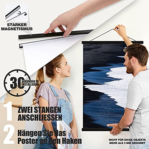 Sanauto B0 Posterleiste Posterschiene Posterleisten 100CM, Magnet Magnetische Holz Poster Aufhänger Halter Rahmen Leisten Bilder Bild… – Ansicht 4