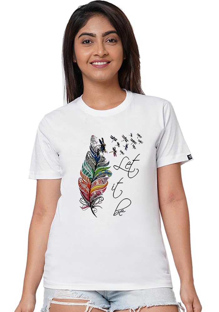 wear your opinion Cotton Unisex Relaxed Fit Printed T Shirt for Women (Let it Be)-picture-18