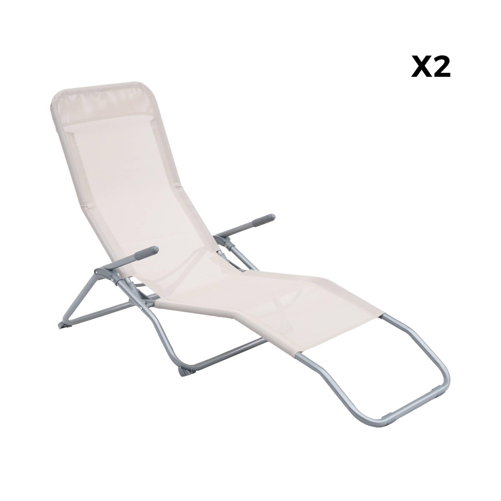Set 2 sdraio in textilene multiposizione Talpa - 70x165x60 cm