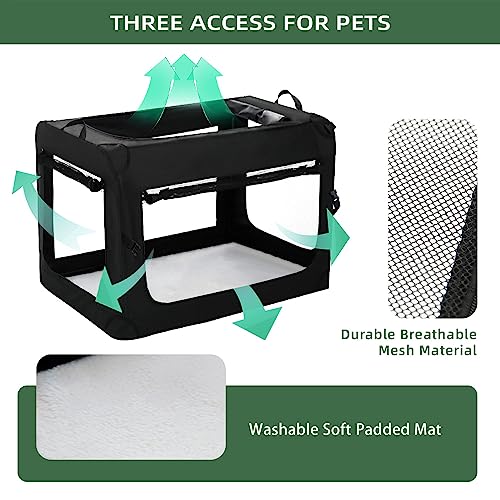 Pettycare 36 Inch 3-Door Collapsible Dog Crate For Large Dogs, Portable Dog Travel Crate For Indoor & Outdoor, Soft Side Pet Foldable Kennel Cage With Durable Mesh Windows & Strong Steel Frame #TOP3