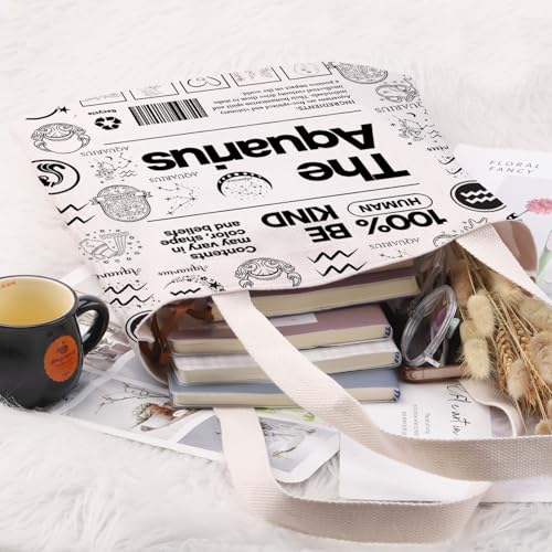 G2TUP Aquarius Inspired Gift 100% Human Be Kind The Aquarius Tote Bag Astrology Lover Handbag Zodiac Aquarius Merch4