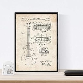 Nacnic brevet affiche de guitare. Feuille avec le vieux brevet de dessin en format A3 et vintage background - Les Beatles, Paul McCartney, John Lennon, RIngo Starr, George Harrison Nacnic brevet affiche de guitare. Feuille avec le vieux brevet de dessin en format A3 et vintage background – Image 2