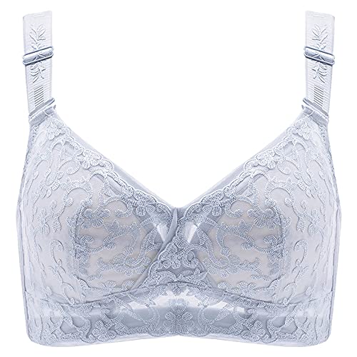 Soutien-gorge minimiseur grande taille gris en dentelle non rembourré pour femme 75E