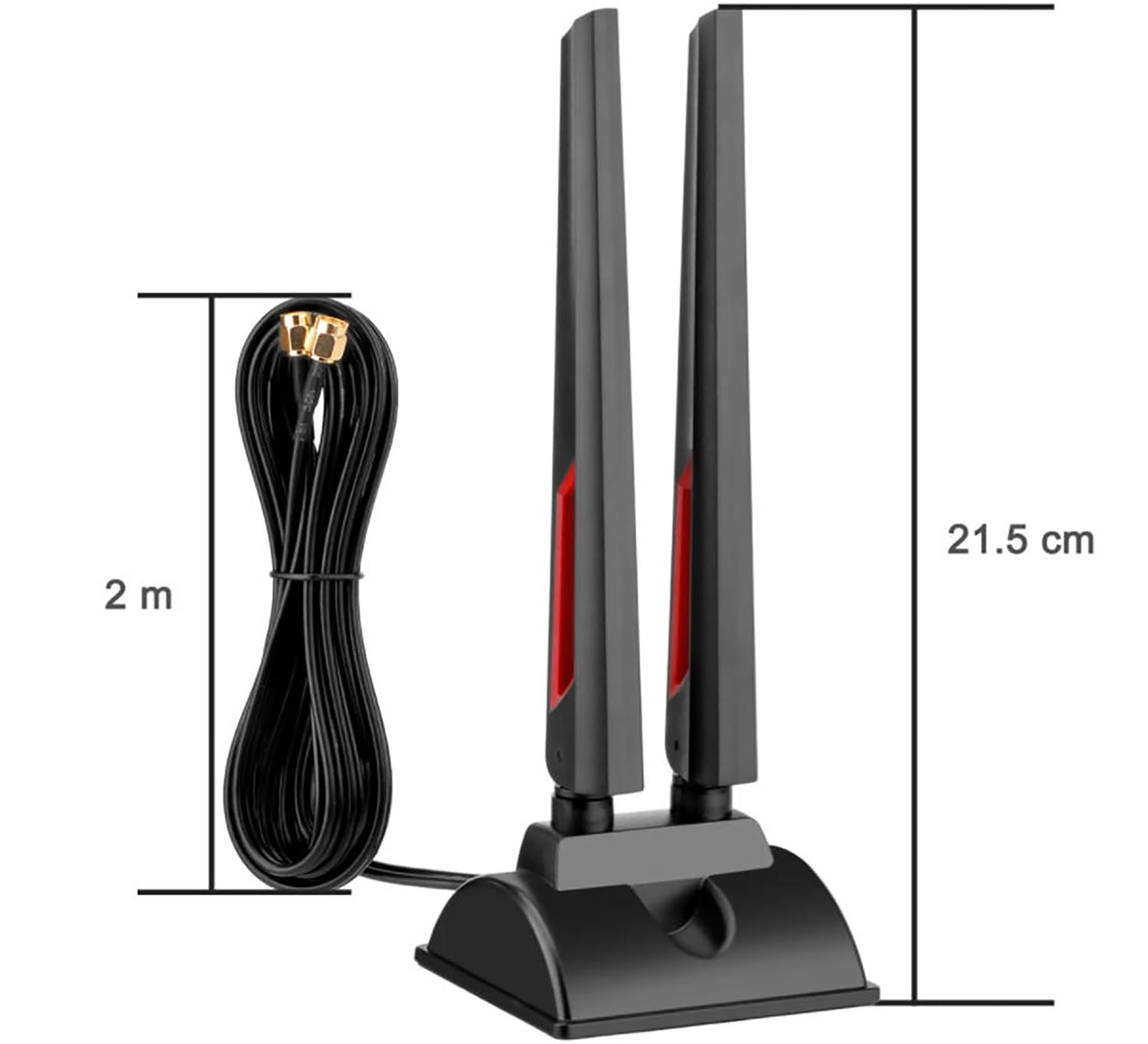 Antena WiFi 6E de 6 GHz 5 GHz 2.4 GHz para juegos con base magnética con cable de extensión de 6.5 pies para PC, computadora de escritorio, tarjeta PCIe WiFi 6E, enrutador