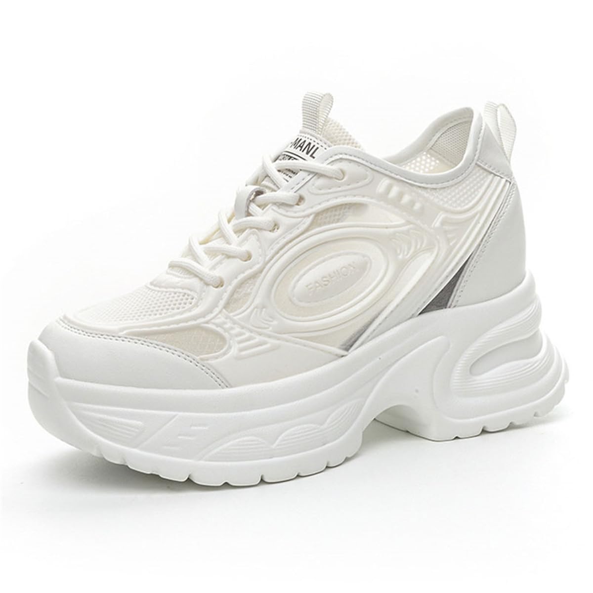 Zapatillas De Tacón Alto con Cuña para Mujer, Zapatos De Moda para Caminar con Cordones, Antideslizantes, Cómodos Que Elevan El Interior para Las Mujeres