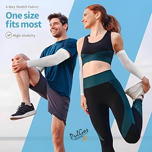 Image of PulGos Combo - UV Protection Arm Sleeves for Men & Women with Thumb Hole | UPF 50 Sun Protection Sleeves for Cricket, Cycling, Running & Bike Riding | Breathable & Cooling Fabric for All-Day Comfort