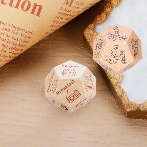 Gifts for Him Her, Date Night Dice Couples Gift, Food Dice, Dinner Dice, Wood Food Decision Dice,Gifts for Boyfriend Girlfriend Wife Husband (Love dice)