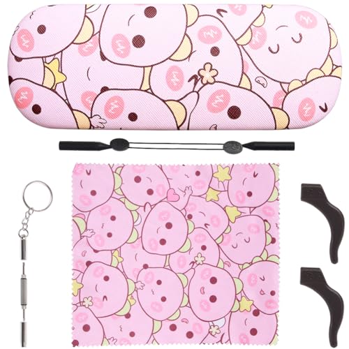 Image of ADBGV Cute Stylish Hard Shell Eyeglasses Cases Protective Case Storage Box With Glasses Cloth Eyeglass Strap for Girl Teen