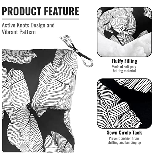 Twlear Outdoor High Back Patio Chair Cushions, Tufted Rocking Chair Cushions, Adirondack Cushions For Garden Porch Home Office Chair Use, 44” X 22” X 4”, 2 Pack, Black Lush Leaves #TOP3
