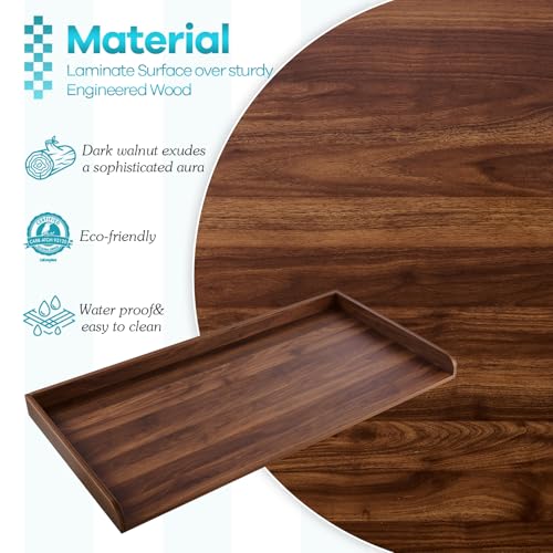 Kaboon Washer Dryer Countertop 58" x 28" Extra Large Version, Melamine Countertop with 3.5" Edge Rails, Laundry Room Organization, Dark Walnut