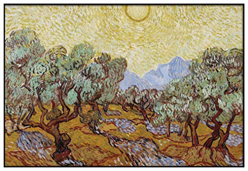 Panorama Metacrilato Enmarcado Van Gogh Los Olivos 100x70 cm - Incluye Marco - Decoración para Salón - Láminas Decorativas