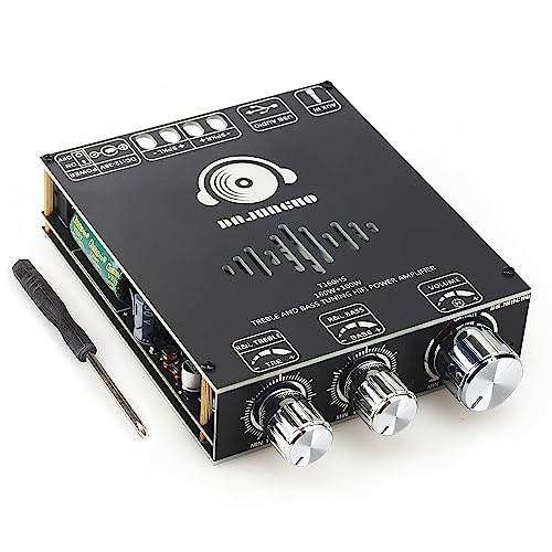 Image of 160W+160W Amplifier Board with Treble and Bass Control, DC 12-36V, BT and AUX Inputs, 2.0 Channel Stereo AMP Board for DIY Wireless Speakers(T160HS (Back)