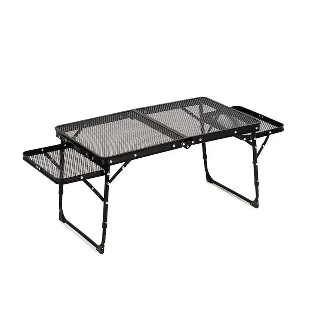Adjustable Height Folding Camping Table with Mesh Grill & Side Wings, Portable Aluminum Outdoor Picnic BBQ Table, Lightweight Food Prep Station for Camping, Beach, Tailgating & Travel-image-8