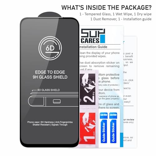 Image of SupCares Tempered Glass for Oppo K14X and Oppo K14 (6.75 Inch) With Installation Kit | 9H Edge to Edge Screen Protector | Black