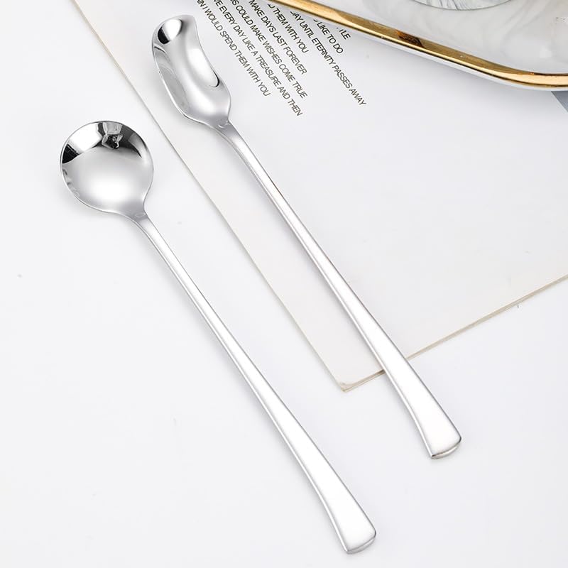 Silverware Flatware Set, 1/4/6/8 Pieces Creative 304 Stainless Steel Spoons, Thickened Long-handled Ice Spoon, Dessert Spoon, Coffee Stirring Spoon, Household Eating Spoon(8 Pieces)