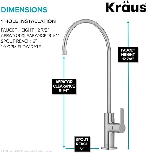 Miniatura 5 de Kraus Oletto - Grifo de filtro de agua potable de un solo mango para sistema de filtración de agua en acero inoxidable libre de manchas, FF-103SFS
