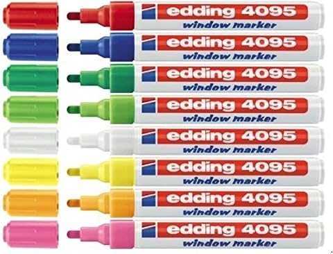 edding 4095 Kreidemarker Sets - Rundspitze 2-3 mm - Kreidestift für Tafel abwischbar - zum Beschriften von Fenster, Glas, Spiegel - Tafelstift mit deckenden Farben (8er-Set)