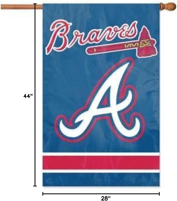 Party Animal Atlanta Braves 28x44 Premium Embroidered Applique Banner Outdoor Flag Baseball