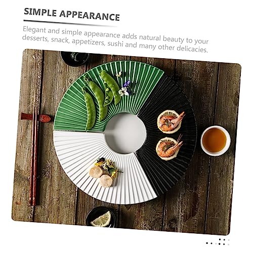 Plato de cerámica japonesa forma abanico para sushi miniatura 2