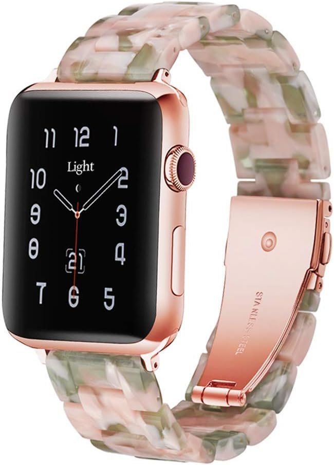 Light House Compatible with Apple Watch Straps 38mm 40mm 41mm,Resin Replacement Strap for Apple Watch Series 7 6 SE 5 4 3 2 1(Pink Green,38mm/40mm/41mm)